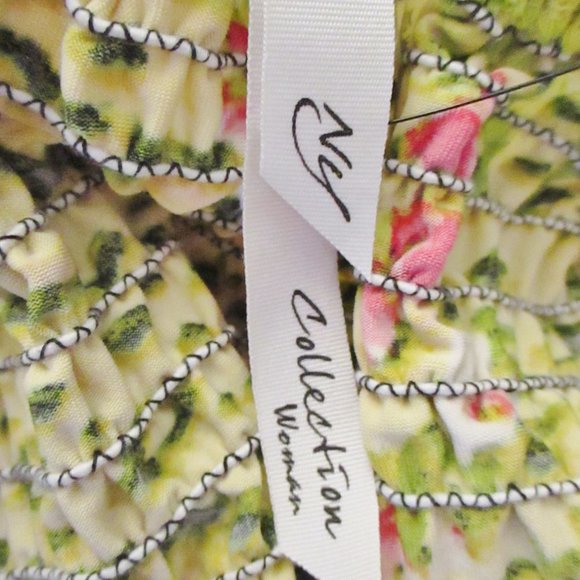 NWT! N Y Collection Womens Cold Shoulder Elastic Smocked Top, Yellow Floral, 2XL - Picture 9 of 14